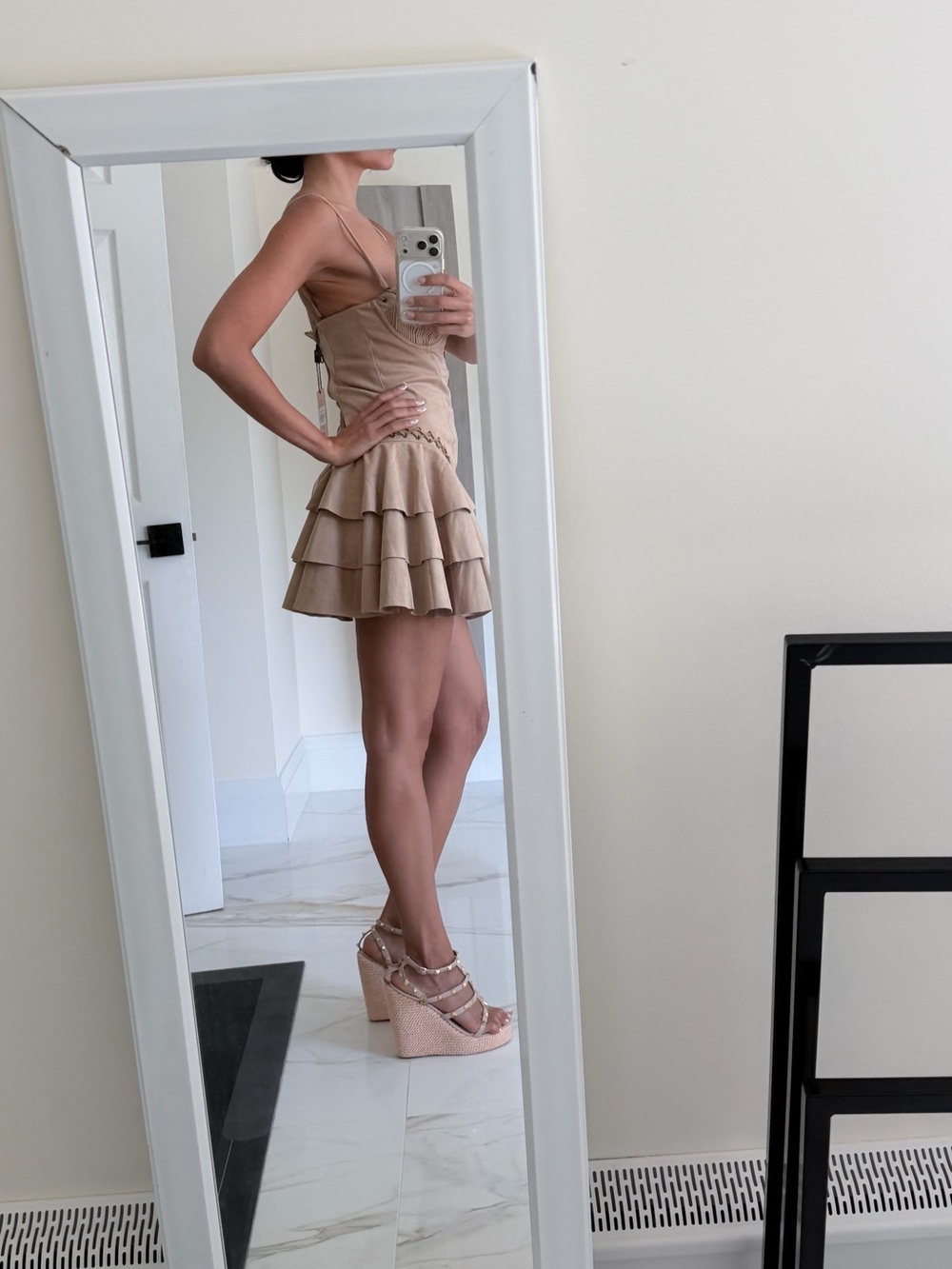 Oh Polly Beige Lace-Up Bustier Mini Dress - Picture 7 of 7